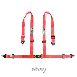 SAAS Racing Seatbelt Harness 4 Point Red ECE-R16 Compliant 2 Snap Hook Clip