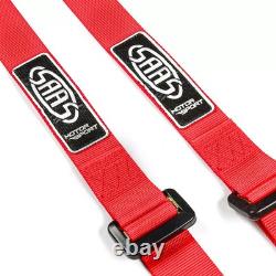 SAAS Racing Seatbelt Harness 4 Point Red ECE-R16 Compliant 2 Snap Hook Clip