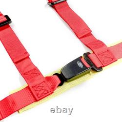SAAS Racing Seatbelt Harness 4 Point Red ECE-R16 Compliant 2 Snap Hook Clip