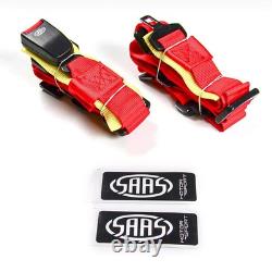 SAAS Racing Seatbelt Harness 4 Point Red ECE-R16 Compliant 2 Snap Hook Clip