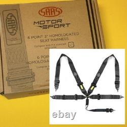 SAAS S5103SFI Racing harness 5 point 3 Cam lock Clip in SFI Black 2026