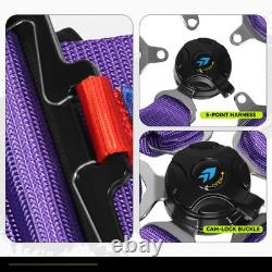 SFI 16.1 Spproved 5-Point Racing Seat Belt Safety Harness Cam Lock Buckle Purple