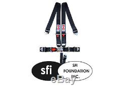 STR 5-Point SFI Approved Harness, Nascar Latch/Link with Velcro, Seat Belt Black