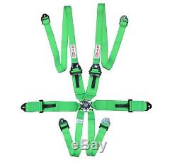 STR 6-Point 3 to 2 FHR HANS Race/Rally Harness Seat Belt FIA 2023 Green