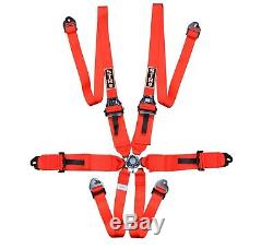 STR 6-Point 3 to 2 FHR HANS Race/Rally Harness Seat Belt FIA 2024 Red