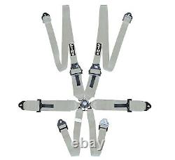 STR 6-Point 3 to 2 FHR HANS Race/Rally Harness Seat Belt FIA 2025 Silver NEW