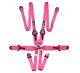 STR 6-Point 3 to 2 FHR HANS Rally Race Harness Seat Belt FIA 2029 Pink Fluo