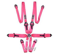 STR 6-Point 3 to 2 FHR HANS Rally Race Harness Seat Belt FIA 2029 Pink Fluo
