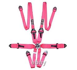 STR 6-Point 3 to 2 FHR HANS Rally Race Harness Seat Belt FIA 2029 Pink Fluo