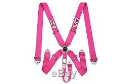 STR SFI 5-Point Racing Safety Harness Seat Belt Aircraft Camlock F1 F2 Pink