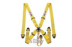 STR SFI 5-Point Racing Safety Harness Seat Belt Aircraft Camlock F1 F2 Yellow