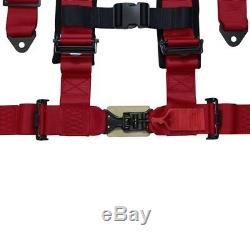 STV Motorsports Racing Red 4-Point 3 Inch Straps Universal Seat Belt Harness
