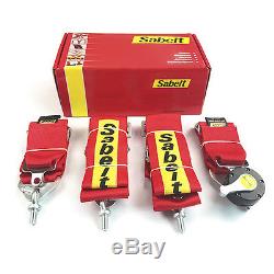 Sabelt Universal Red 4 Point Camlock Quick Release Racing Seat Belt Harness 3