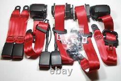 Set of 4 NEW indian-red Porsche 911 993 / 964 TRW / REPA FRONT / REAR SEAT BELTS