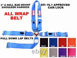 Sfi 16.1 Blue U Racing Harness All Wrap Seat Belt 5 Point 3 Cam Lock