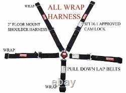Sfi 16.1 Quarter Midget Racing Harness Seat Belt Pull Down Lap Belts All Wrap