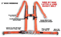 Side By Side 2 Seat Belt New Harness Race Harness Latch Type Orange