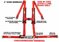 Side By Side 2 Seat Belt New Harness Race Harness Red Checkerboard