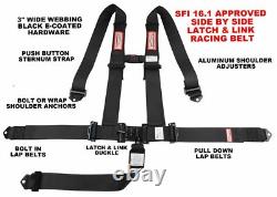 Side By Side Sfi 16.1 Seat Belt Harness Race Harness Latch Type Black