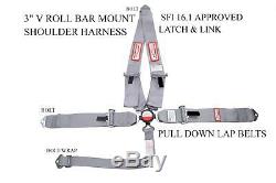 Silver Gray Racing Harness Seat Belt 5 Point Sfi 16.1 Cam Lock Bolt In Nhra