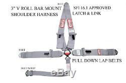 SFI 16.1 Certified 5-Point Racing Harness – Orange 3” Cam Lock Roll Bar Mount Seat Belt