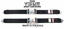 Snap In / Clip In 3 Seat Belts Latch & Link Racing Harness Black