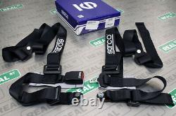 Sparco 4 Point Bolt-In Street Harness Seat Belt 2in Lap & Shoulder Straps Black