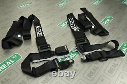 Sparco 4 Point Bolt-In Street Harness Seat Belt 2in Lap & Shoulder Straps Black