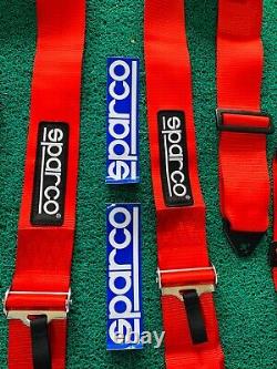 Sparco 4 Point Bolt-In Street Harness Seat Belt 2in Lap & Shoulder Straps Blue