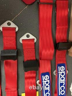 Sparco 5 Point Harness Seat Belt 2in Lap Should Straps Adjuster Red
