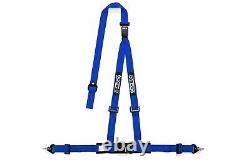 Sparco Racing Seat Belt Safety Harness Blue 3-Point Dbl Rel 2-Inch Lap Shoulder