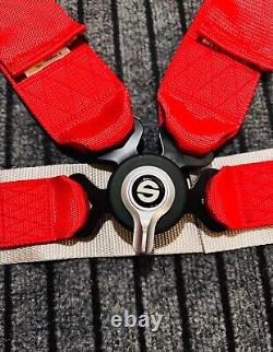 Sparco Racing Seat Belt Safety Harness Competition Red 2 Inch 4 Point NEW