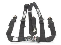 Sparco Racing Seat Belt Safety Harness Street Tuner Black 2-Inch 3-Point Bolt-In
