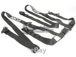 Sparco Racing Seat Belt Safety Harness Street Tuner Black 2-Inch 4-Point Bolt-In