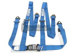 Sparco Racing Seat Belt Safety Harness Street Tuner Blue 2-Inch 4-Point Bolt-In