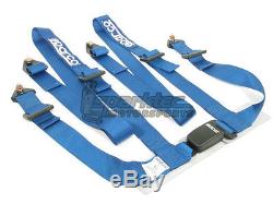 Sparco Racing Seat Belt Safety Harness Street Tuner Blue 2-Inch 4-Point Bolt-In