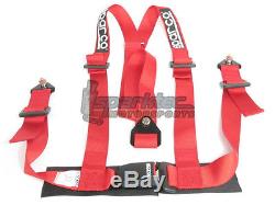 Sparco Racing Seat Belt Safety Harness Street Tuner Red 2-Inch 3-Point Bolt-In