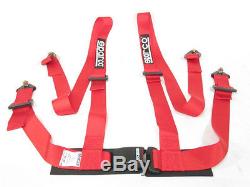 Sparco Racing Seat Belt Safety Harness Street Tuner Red 2-Inch 4-Point Bolt-In