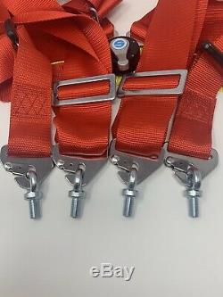 Sparco Racing Style 4 Point 3 Bolt Down Safety Seat Belt Harness Universal RED