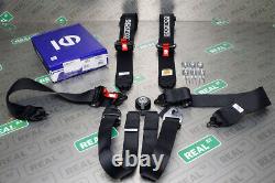 Sparco SFI 6 Point Harness Seat Belt 3 Lap Should Straps Alum Adjuster Black