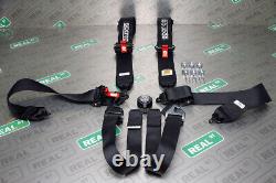 Sparco SFI 6 Point Harness Seat Belt 3 Lap Should Straps Alum Adjuster Black