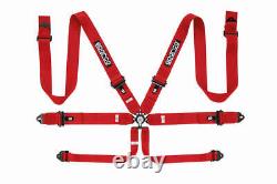 Sparco SFI 6 Point Harness Seat Belt 3in Lap Should Straps Aluminum Adjuster Red