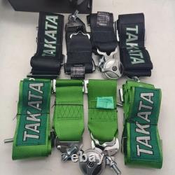TAKATA 4 Point Racing Harness 3 Green Seat Belt Camlock Snap-On Safety Buckle