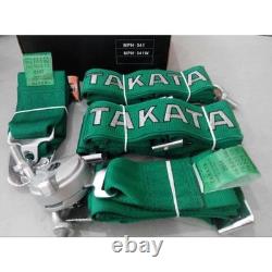 TAKATA 4 Point Racing Harness 3 Green Seat Belt Camlock Snap-On Safety Buckle