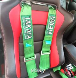 TAKATA 4 Point Snap-On 3 With Camlock Racing Seat Belt Harness Green Free Ship