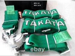 TAKATA 4 Point Snap-On 3 With Camlock Racing Seat Belt Harness Green Free Ship
