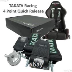 TAKATA 4 Point Snap-On 3 With Camlock Racing Seat Belt Harness Universal Black