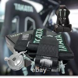 TAKATA 4 Point Snap-On 3 With Camlock Racing Seat Belt Harness Universal Black