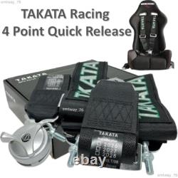 TAKATA 4 Point Snap-On 3 With Camlock Racing Seat Belt Harness Universal Black