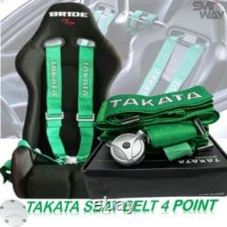 TAKATA 4 Point Snap-On 3 With Camlock Racing Seat Belt Harness Universal GREEN